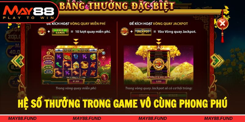 Hệ số thưởng trong Cung hỷ phát tài đa dạng
