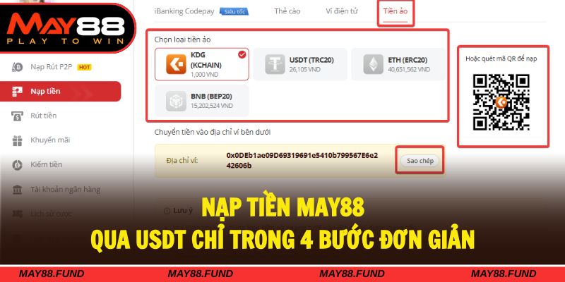 Gửi vốn qua phương thức USDT được gọi gọn chỉ trong 4 bước